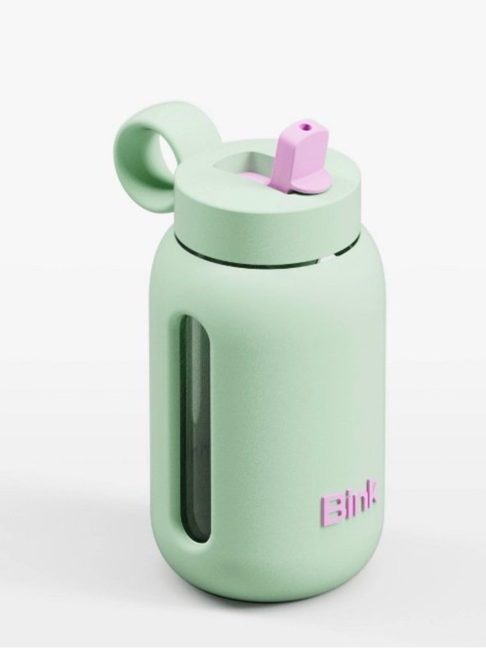 Bink Mint & Pink Straw Water Bottle - 10 oz